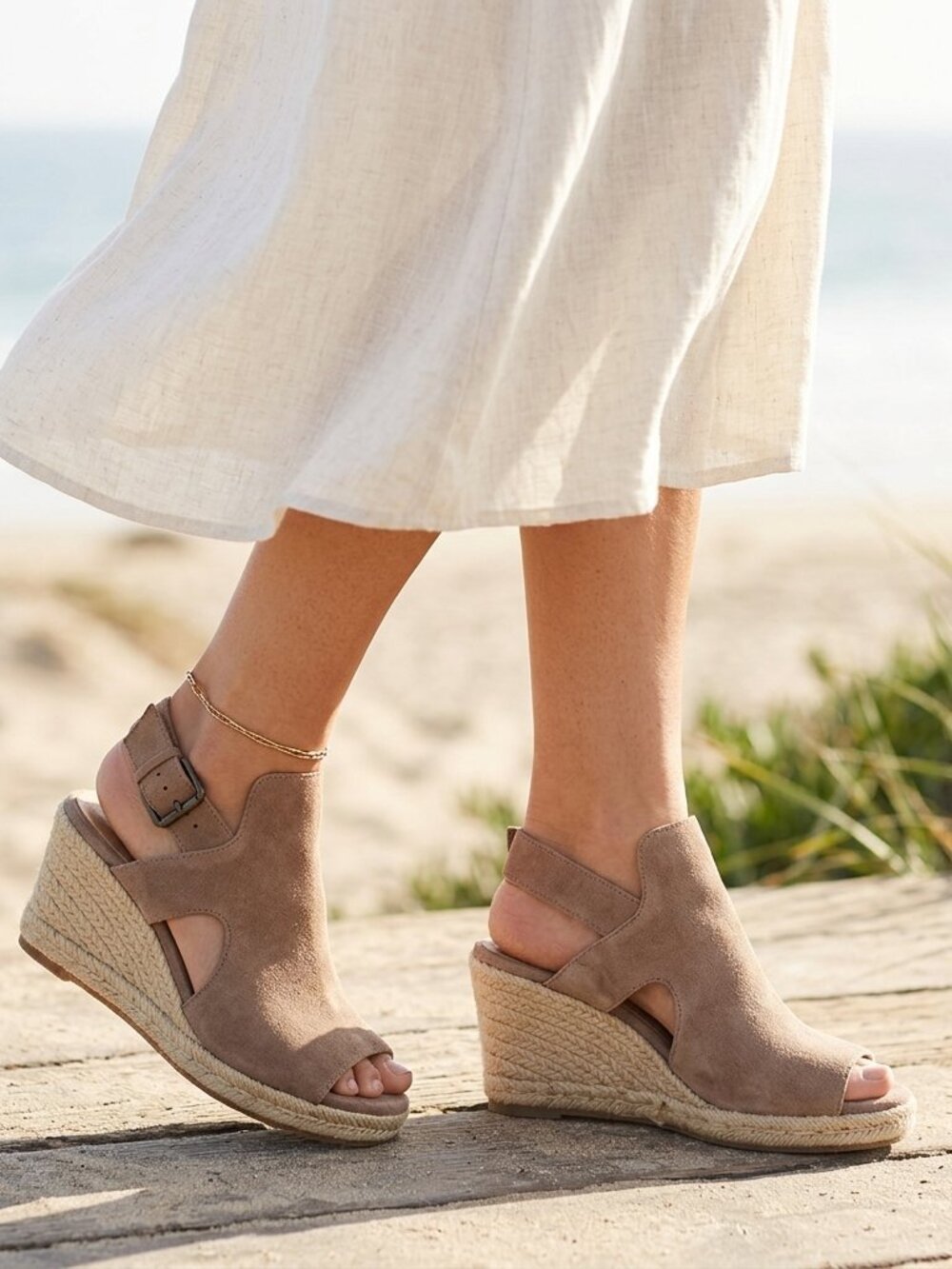 Sole Society Camreigh Suede Espadrille Wedge Sandals Size 6.5